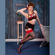 Load image into Gallery viewer, What Katie Did Black Red Seamed Stockings