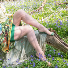 Load image into Gallery viewer, What Katie Did Green Champagne Seamed Stockings