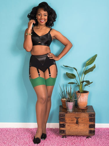What Katie Did Nutmeg Green Seamed Stockings